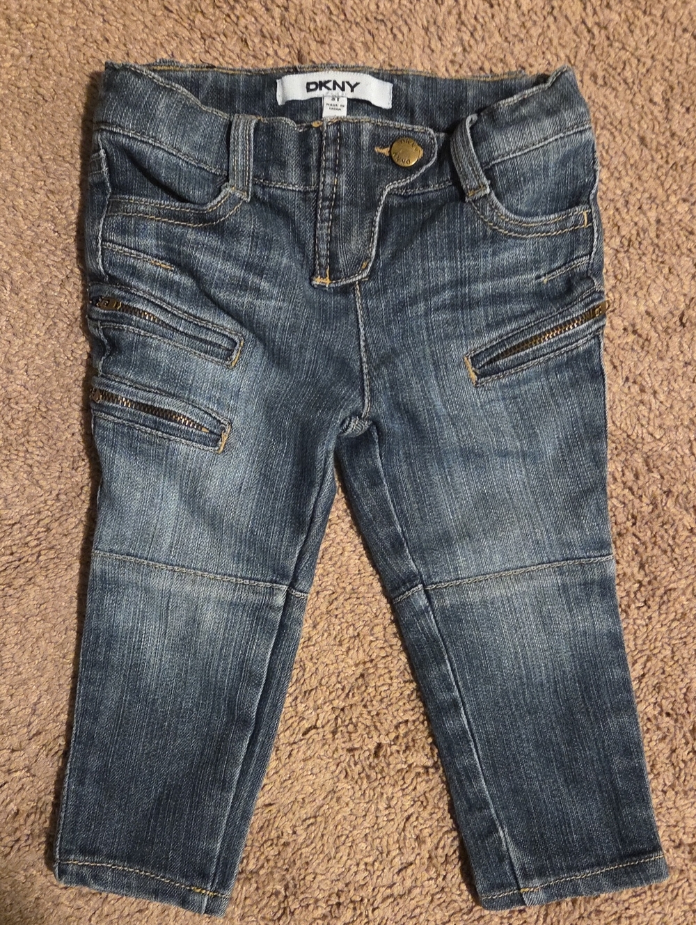DKNY Kids Dark Blue Denim Moto Jeans